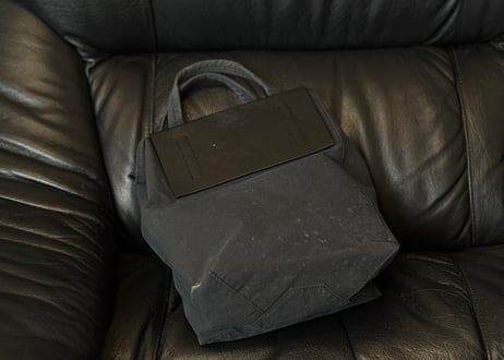 acne studios leather logo tote bag