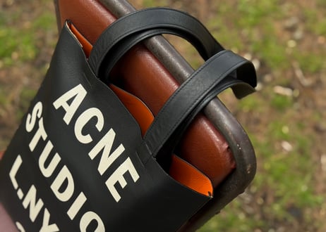 acne studios logo leather bag