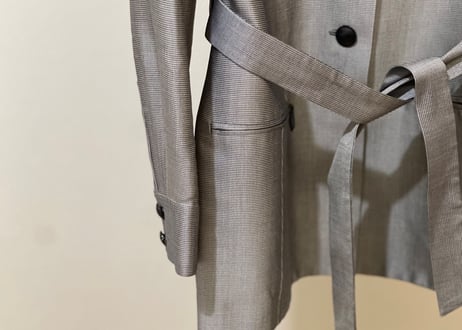 hermes silk belted jacket gray
