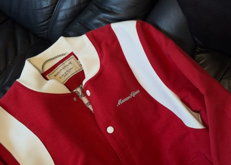 maison kitsune leather switch logo jacket