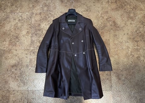 jilsander leather double coat