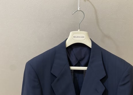 balenciaga set up suit navy stripe