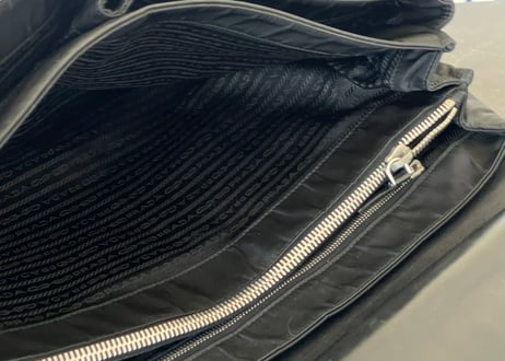prada nylon × leather bag