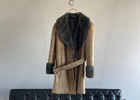 70s loewe mouton leather coat