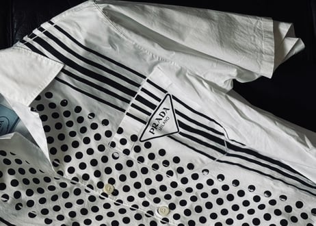 prada triangle logo shirt