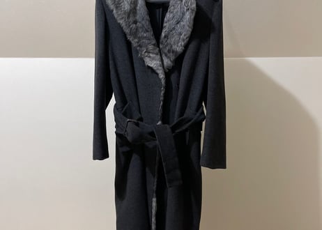 jilsander cashmere wool fox fur coat dead stock
