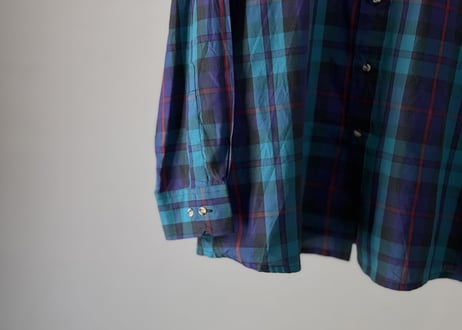 80-90s givenchy  made in italy over size check shirt