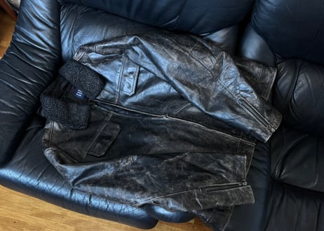 old gap leather jacket