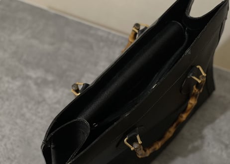 80s gucci large size bamboo leather bag