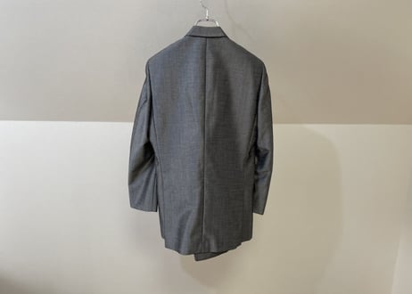 80s vintage setup suit silk silver double