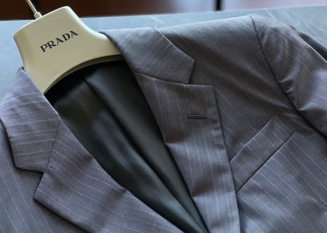 prada stripe set up suit