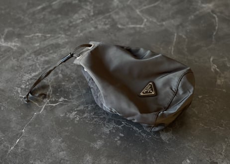 prada nylon "巾着" bag khaki