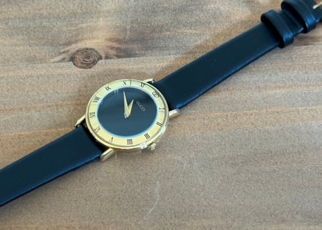 80-90s gucci leather belt dress watch #c