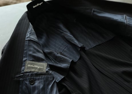 salvatore ferragamo stripe double set up suit
