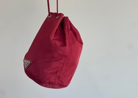 prada nylon "巾着" bag red