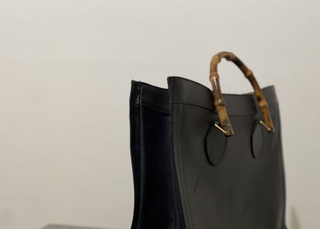 80s gucci large size bamboo leather bag