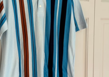 yves saint laurent stripe polo shirt blue