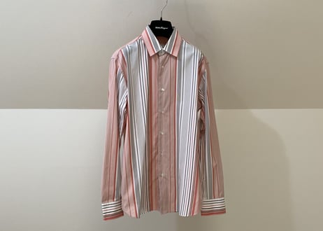 salvatore ferragamo stripe shirt red×gray