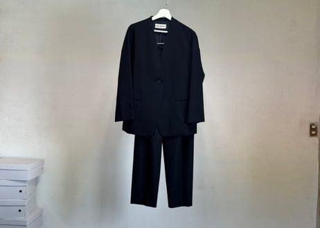 issey miyake collarless set up suit