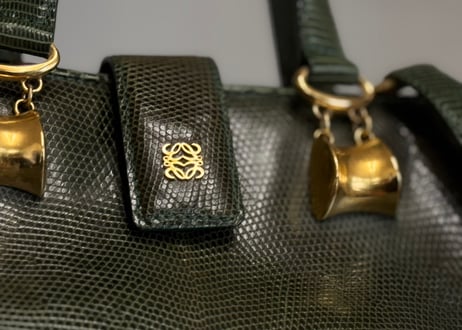 80s loewe izard leather anagram shoulder bag