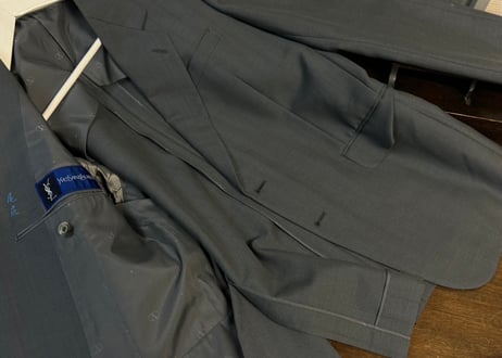 yves saint laurent blue gray stripe set up suit