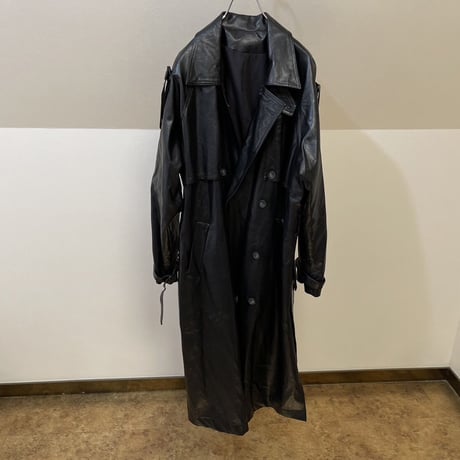 80-90s leather trench coat