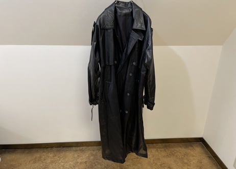 80-90s leather trench coat