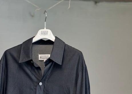 maison margiela leather switch oversize silk jacket