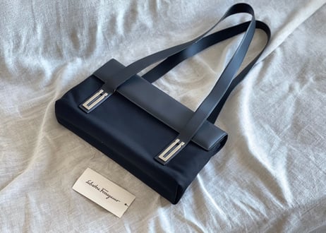 salvatore ferragamo nylon black shoulder bag