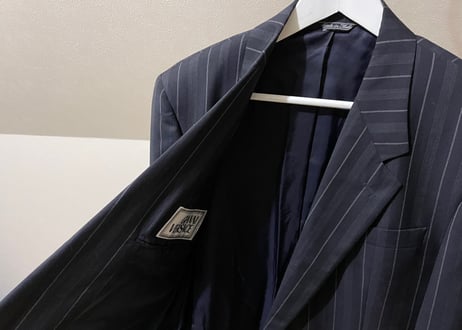versace stripe double set up suit dead stock