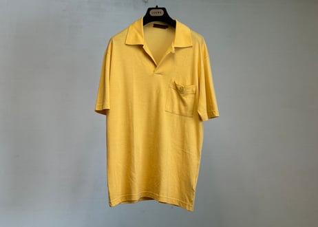 80-90s loewe anagram logo mustard polo shirt