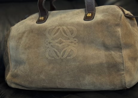 loewe anagram suede leather bag