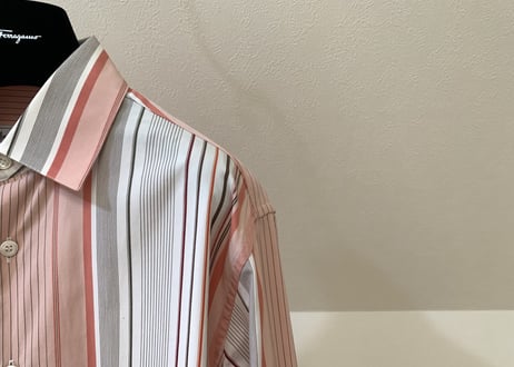 salvatore ferragamo stripe shirt red×gray