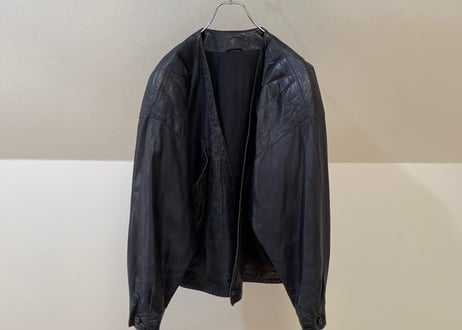80s gianni versace leather no collar jacket