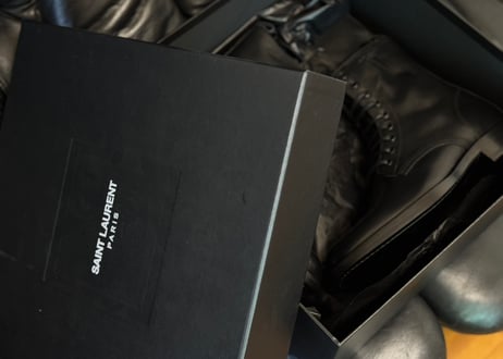 saint laurent logo leather boots dead stock