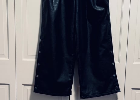 fake leather tack wide pants