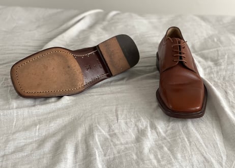 louis vuitton  leather square toe shoes brown