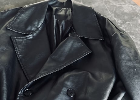 90s leather belted coat