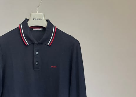 prada logo long sleeve polo shirt