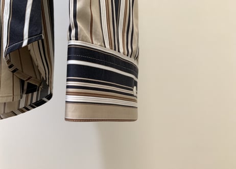 salvatore ferragamo stripe shirt black×beige