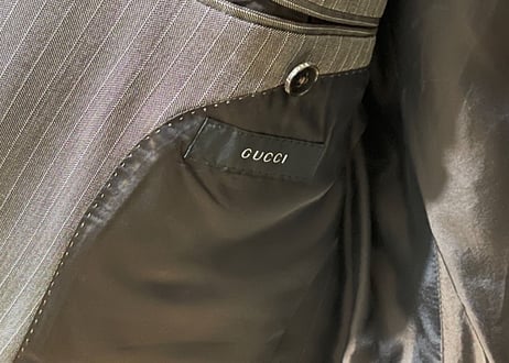 gucci set up suit silk wool gray stripe