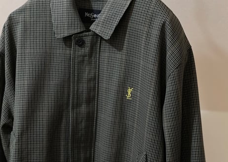 yves saint laurent blouson check green