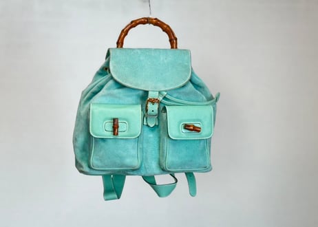 80-90s gucci leather bag tiffany blue