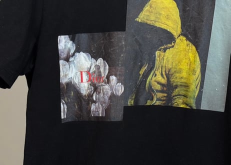 dior art logo graphic tops