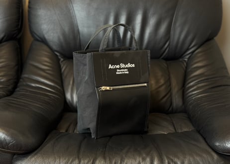 acne studios leather logo tote bag
