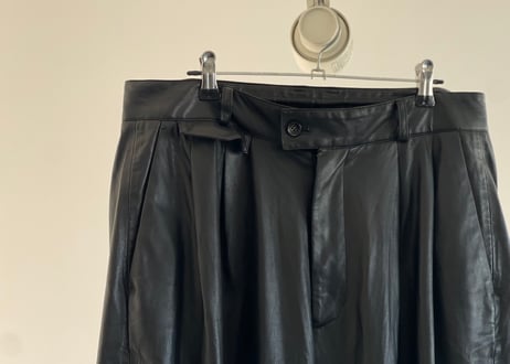 toironier fake leather wide tack pants