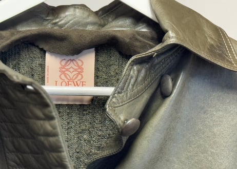 80-90s loewe leather double green jacket