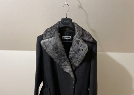 jilsander cashmere wool fox fur coat dead stock