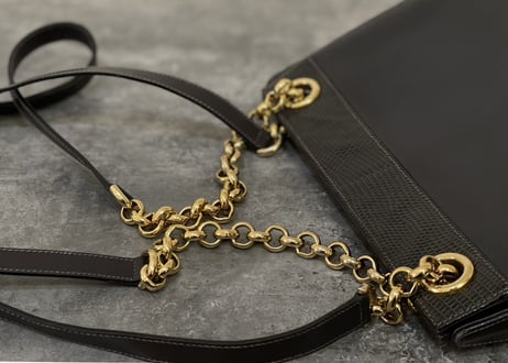salvatore ferragamo gold chain leather bag