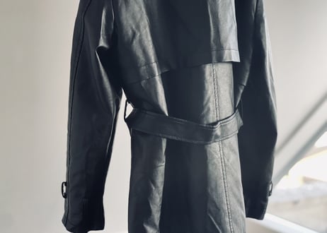 90s leather belted coat